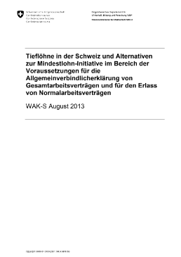 Tieflöhne in der Schweiz und Alternativen zur Mindestlohn-Initiative im Ber..